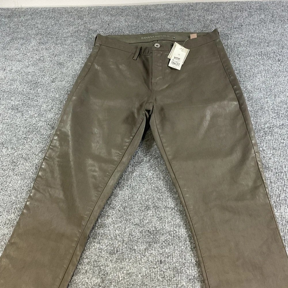 Banana Republic Womens 28 Skinny Pants Brown Coated Stretch Casual Jeans New
